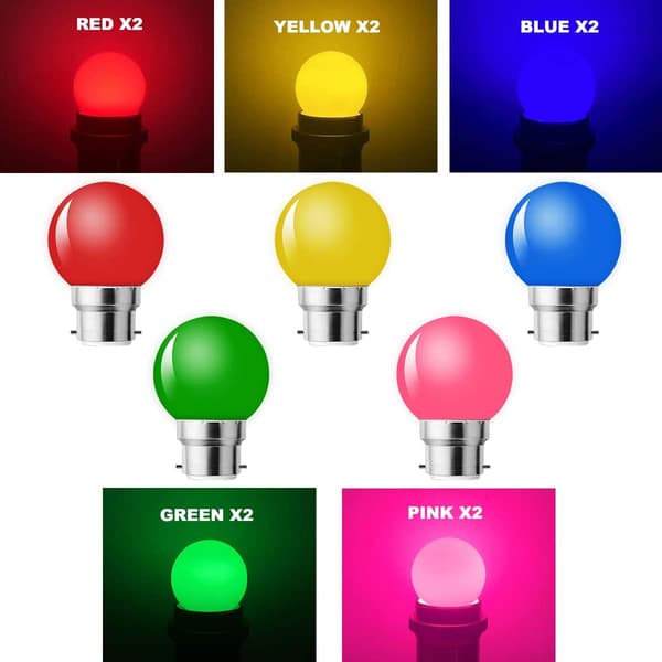 B22 LED-polttimo, 1W värillinen polttimo, B22 värillinen valo