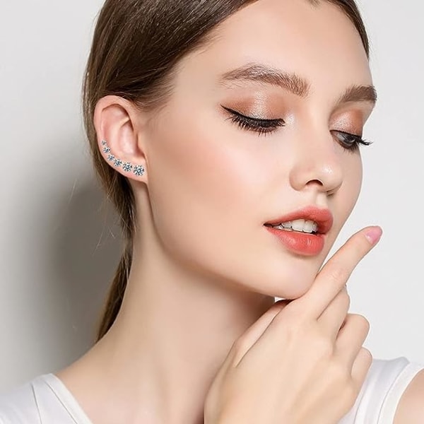 6 Par Stud Øreringe Sæt, Klar Cubic Zirconia 316L Rustfrit Stål