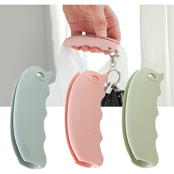 6 pcs Reusable Silicone Handle Plastic Bag Holders with Key Ring