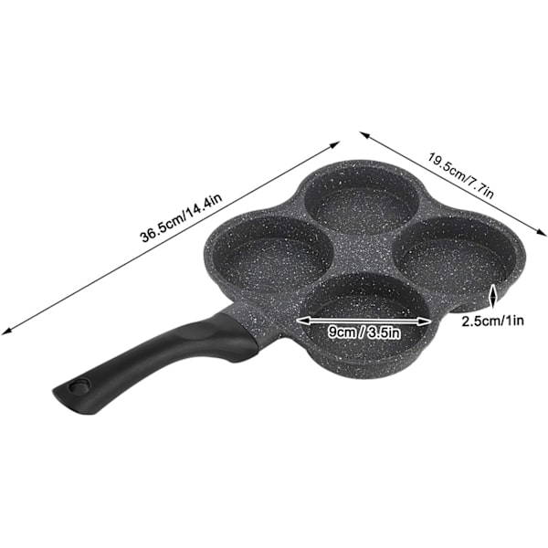 4-håls äggpanna, pannkakspanna, aluminium non-stick pannkakspanna ägg F