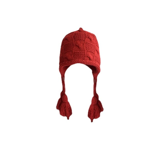 Nyårs röd hatt dam höst och vinter Varm ulltråd Tas