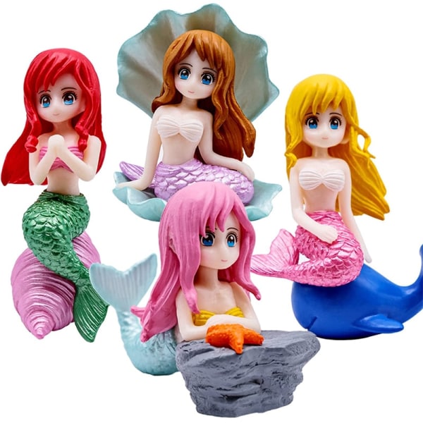 4 Aquarium Fish Tank Little Mermaid Ornament Miniatyrfigur