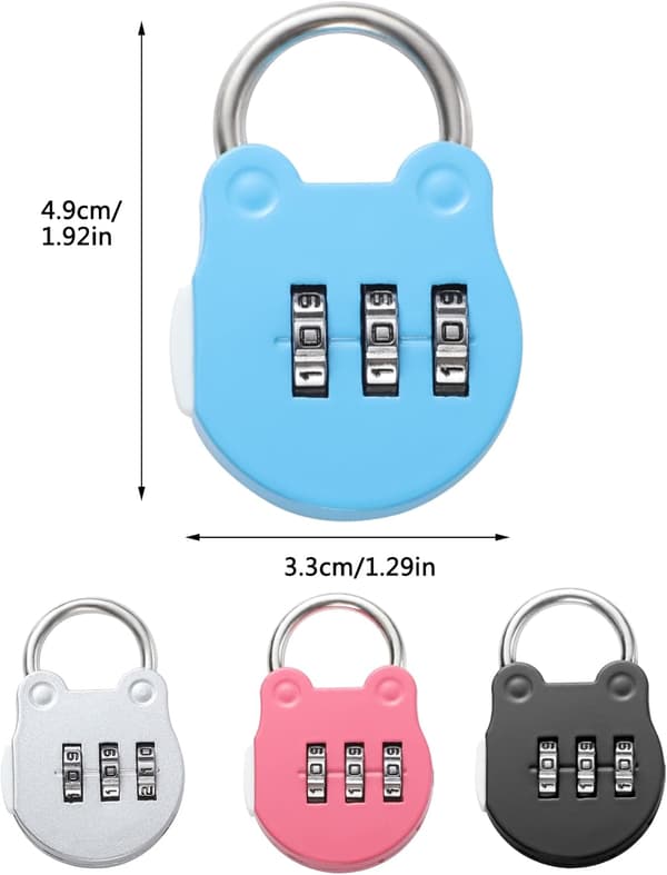 4-pack 3-siffrigt Bagage Lås, Litet Resväska Lås, Flygkombination