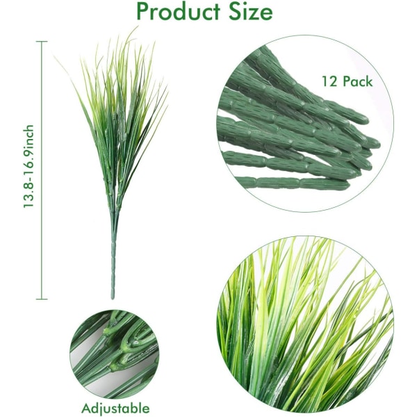 Keinotekoinen ruoho 12 kimppua Ulkokäyttöön UV-kestävä keinotekoinen ruoho Ei
