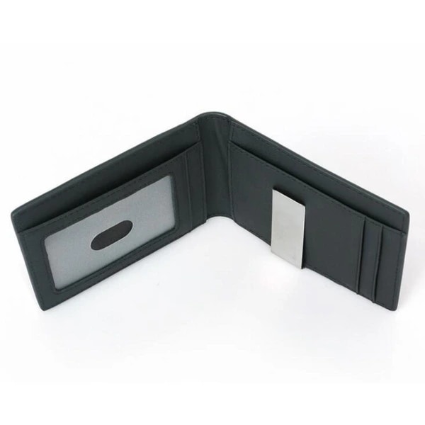 RFID kulfiber læderpung med pengeseddelklemme Sort one size