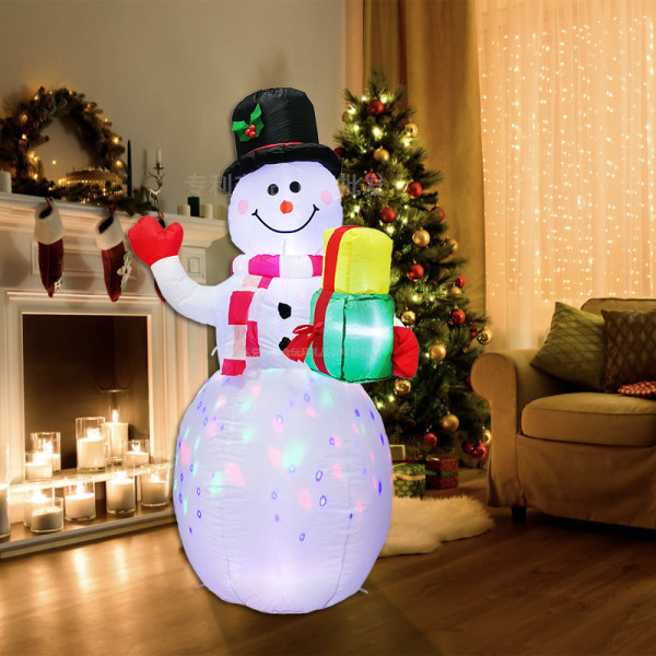 5 jalan jouluiset puhallettavat lumiukko värikkäillä pyörivillä LED-valoilla,