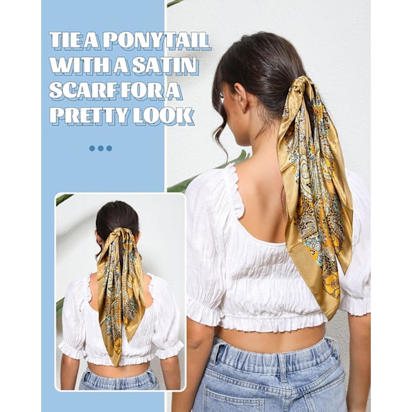 35” Suuri Neliömäinen Satiini Päähuivit - 3 kpl Satiini Hiushuivi Silkki Bandana Huivi Päähuivit Silkki Tuntui Huivi Naisille