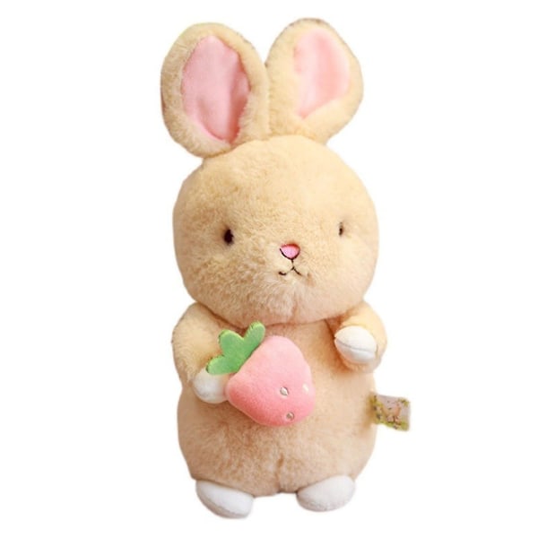 Brun kanin plysch docka kanin håller frukt/mat fyllda tecknade
