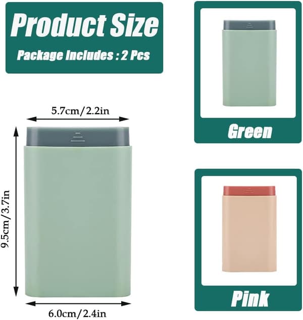 Reisepilleboks, 2 stk medisinboks, 6 rom pilleboks