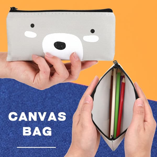Söt Canvas Pennafodral, 2-pack Pennafodral Cartoon Pennahållare Kaw