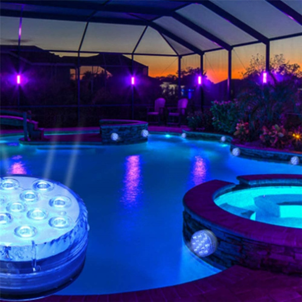 4-delt IP68 vandtæt switch pool lampe RGB nedsænkelig lampe 13L