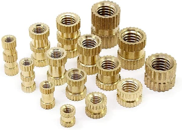 Hunner med gevind, rillet, M2 M3 M4 M5, messing, cylinder
