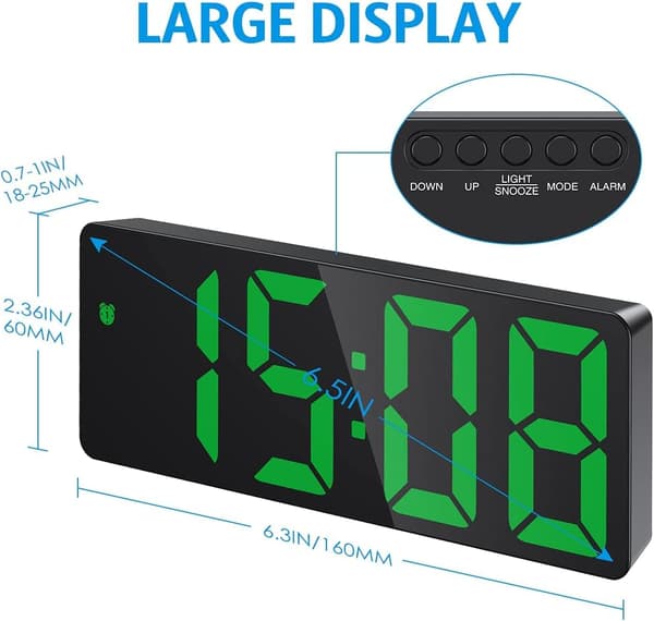 Digital väckarklocka, väckarklocka med LED-display, temperatur