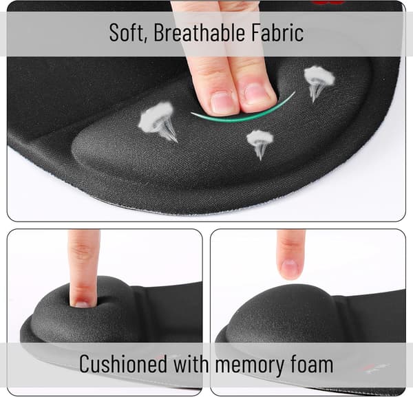 Musematte med håndleddstøtte, ergonomisk pute, gel-støtte for spill
