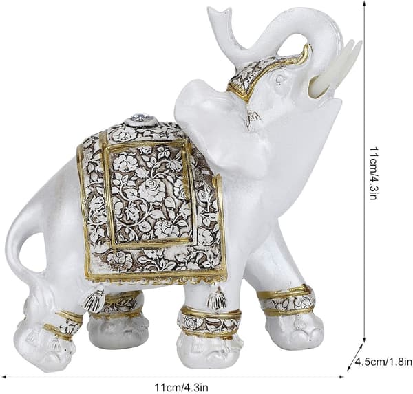 Feng Shui Elefant Statuer, Hvide Elefantfigurer med Løftet