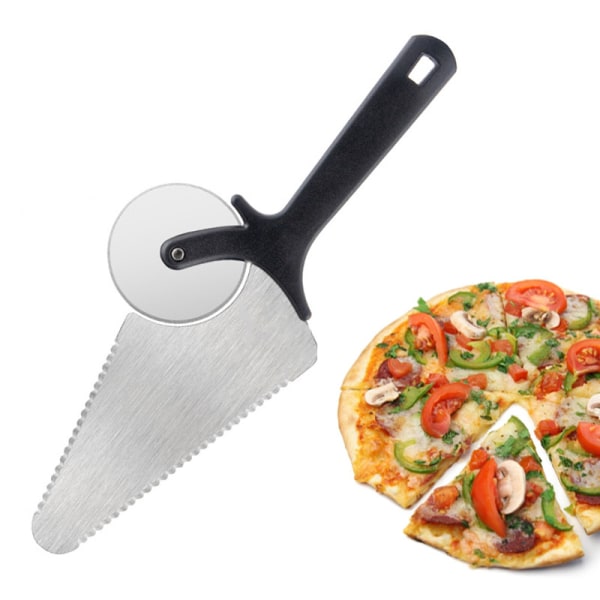 Pizzakutter i rostfritt stål, 2 i 1 pizzakutter, multifunktionell