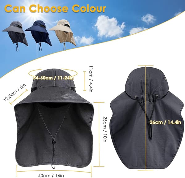 Anti-UV Solhatt for Vandring med Nakkebeskyttelse Stor Bredde Foldbar