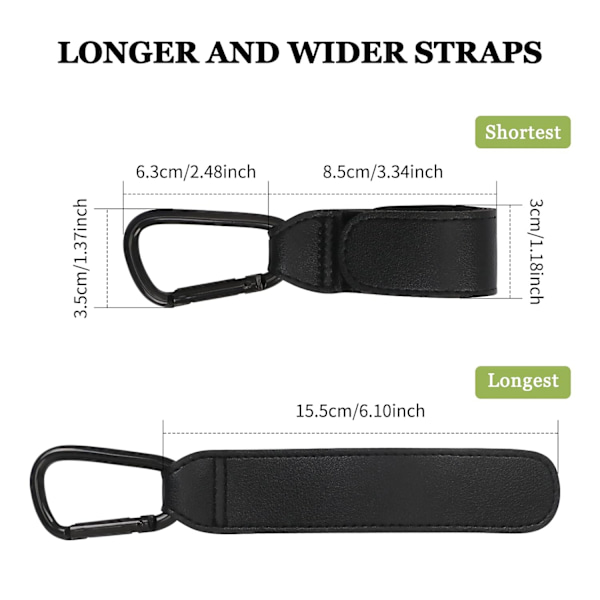 (2-pack) Lädervagnskrok, barnvagnskrok, blöjväskkrok