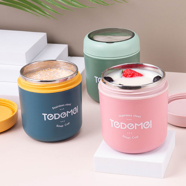 500ml Termoslunchbox i Rostfritt Stål med Sked för Barn Chi