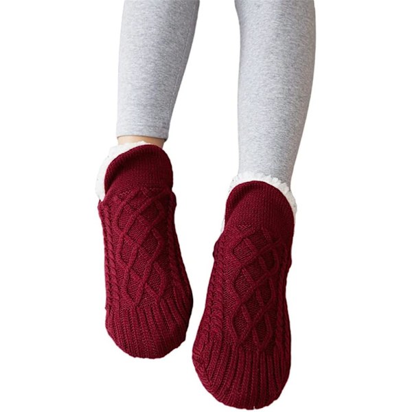 Inomhus Golv Halksäkra Varma Sockor, Handvävda Sammetfodrade Tofflor