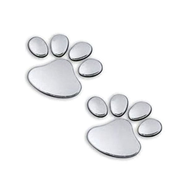 4 delar 3d Chrome Dog Paw Footprint Bildekaler. Biltillbehör
