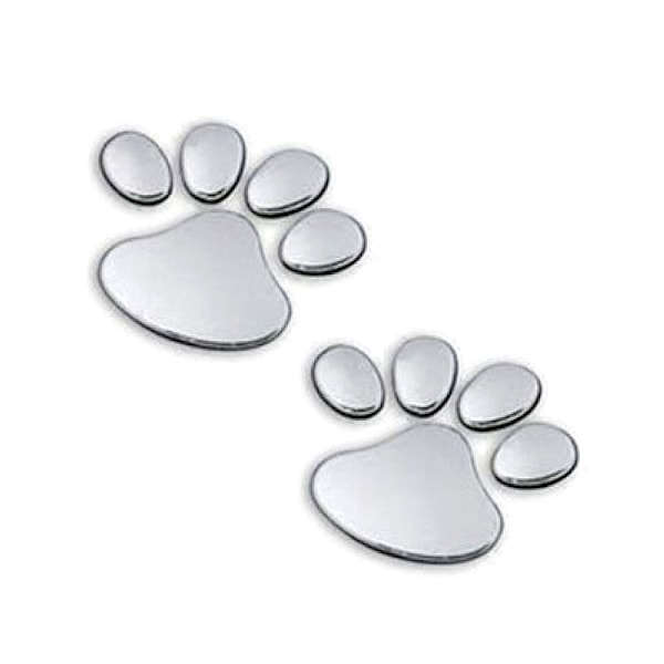 4 stk 3D Krom Hundefotspor Bilstikker. Biltilbehør