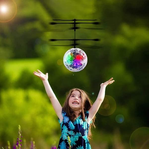 Fargerik Krystallkule Flysensor Lysende Flytende Helikopter