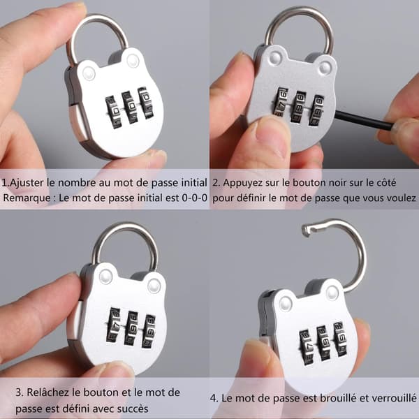 4-pack 3-siffrigt Bagage Lås, Litet Resväska Lås, Flygkombination
