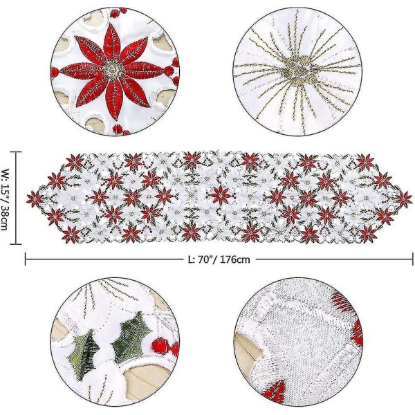 Julbordslöpare Broderad Bordslöpare Röd Bord Lin DXGHC