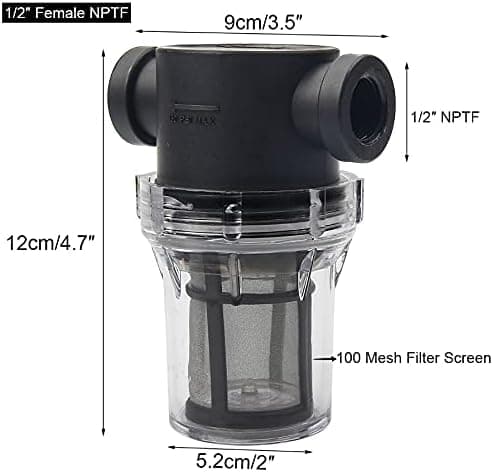 1/2\" Inline Vandpumpe Si Strainer med 100 Mesh Rustfrit Stål