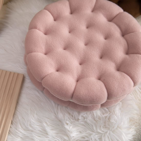 14 tommer Dekorativ Rund Pude i Biscuit Form Comfortab DXGHC