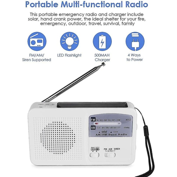 Dww-solar Bärbar Nödradio Dynamo Power Hand Crank Re DXGHC