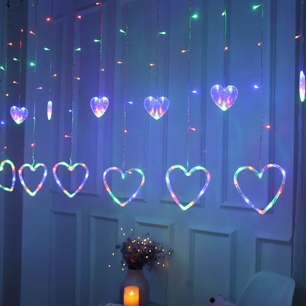 LED-lysstreng hjerte gardinlampe Valentinsdag bryllup fest