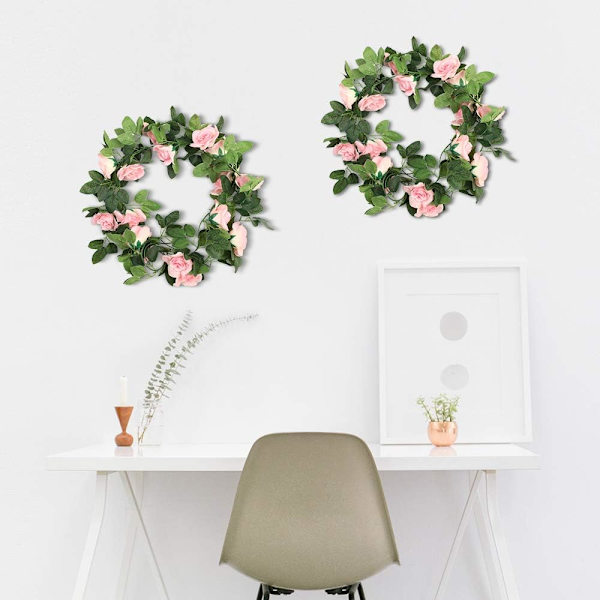 2 Pak 7,2ft Kunstige Falske Rose Girlander Vines Hængende Silke Flow