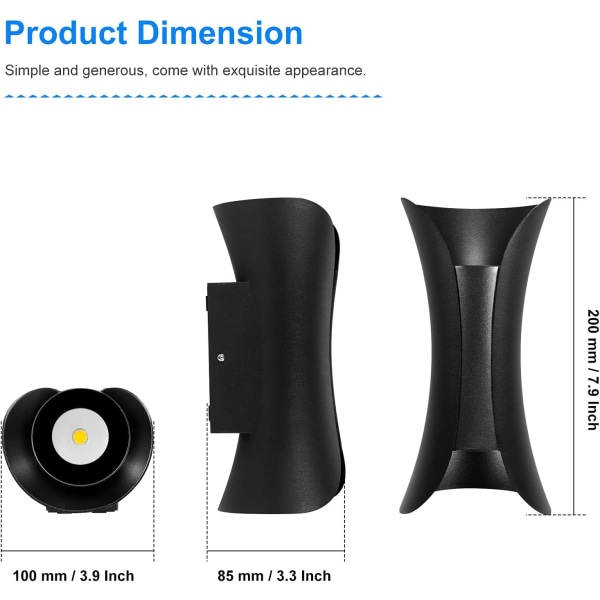 10W Kreativ Moderne LED Vægskinne Vandafvisende IP65 Vægslampe Alum