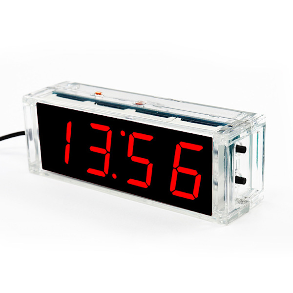 (Rød) DIY Ur Kit Farvede Tal, DIY LED Ur, Elektronisk Alarm