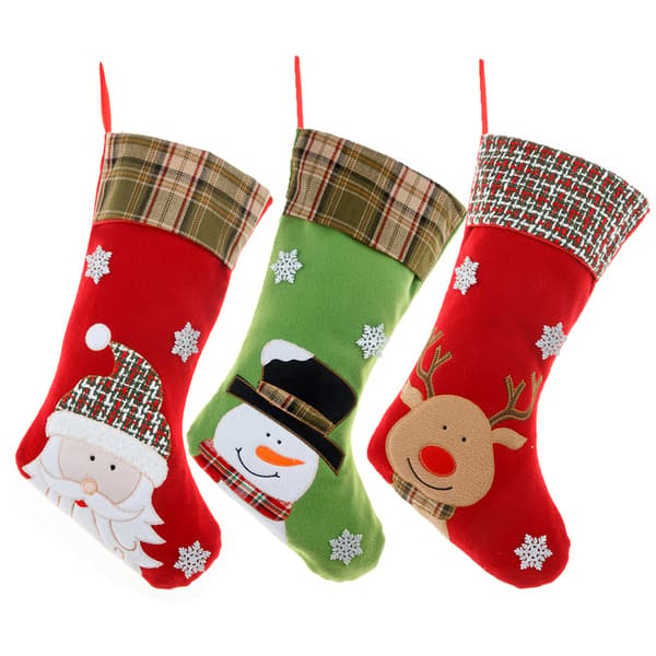 3 Julepynt Flanel Cartoon Broderi Jul