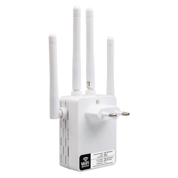 1 stycke Vit Dual Band 1200M Trådlös Signalförstärkning WiFi