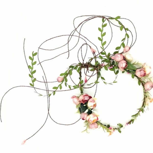 Blomsterkrans for brud - Justerbar høstkrans med blomster til hår