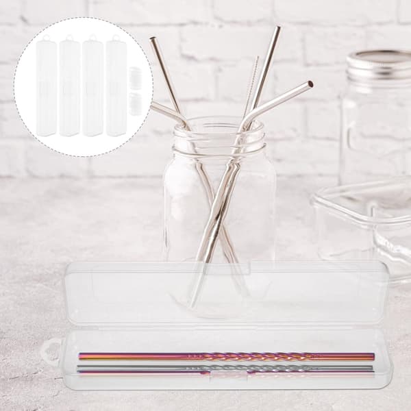 4-pack Glasstrån Reseförpackning Transparent Pappersstrå Förvaring DXGHC
