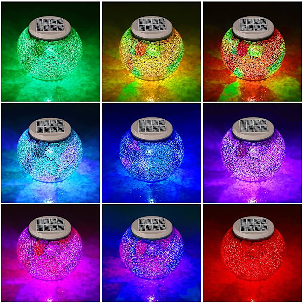 Färgväxlande mosaik sollampa, bordslampa