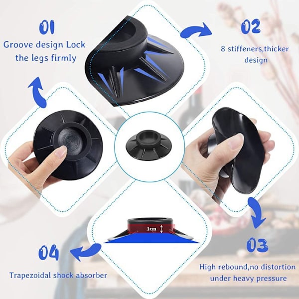Anti-Vibrasjons Vaskemaskin Pute 8 stk Sklisikre Matter Universal F