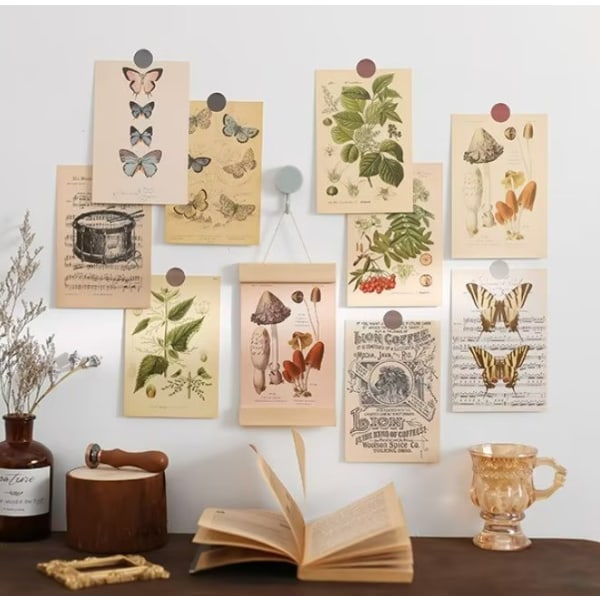 Set: 30 vintage botaniska produkter, natur och Mayfly Post