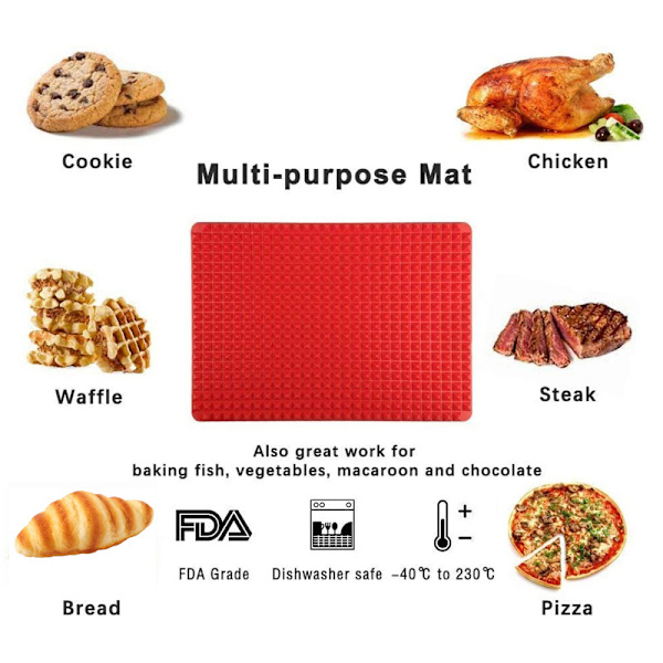 2 runde bakematter med hull, grillmatter, silikonmatter til mat, mi