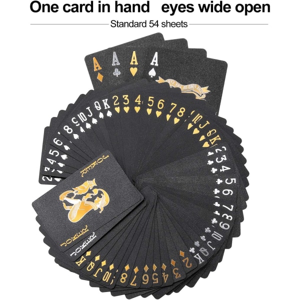 Vanntette spillekort i svart gull, perfekt for magi, Wate