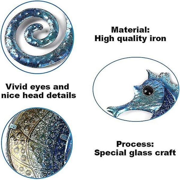 Dewenwils Seahorse Väggdekor Utomhus Hav Metallkonst Hängande D DXGHC