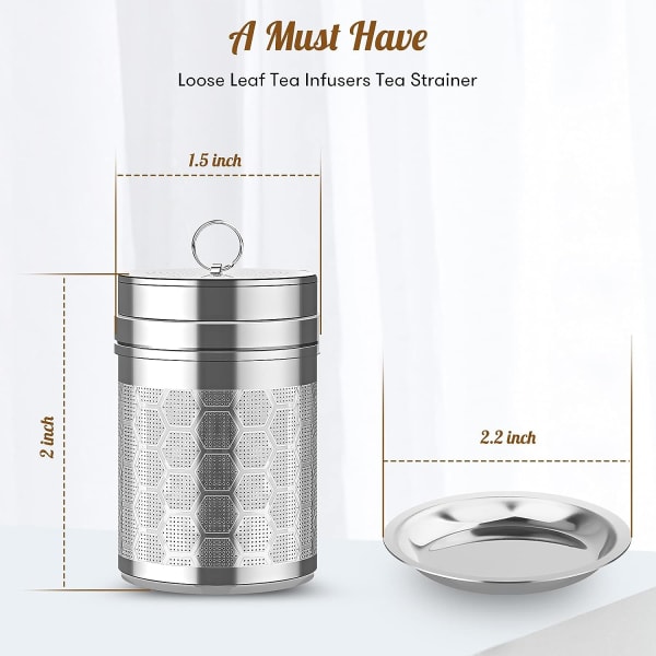 Te-dispenser for løst te, (2 poser) 18/8 rustfritt stål te-filter