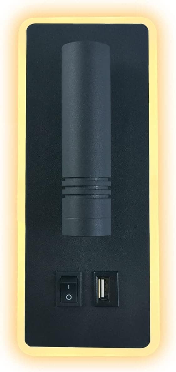LED Vegglampe, 9W, Sengelampe med USB-lading