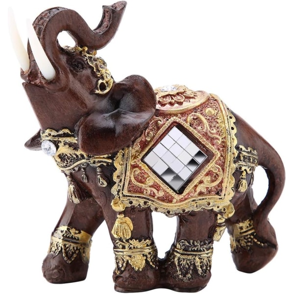 Lucky Wealth Elephant Statue Skulptur Feng Shui Wood Grain 3D Fi