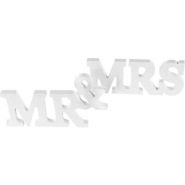 Vita Träskyltar Mr och Mrs Bröllopspresent för Festbord